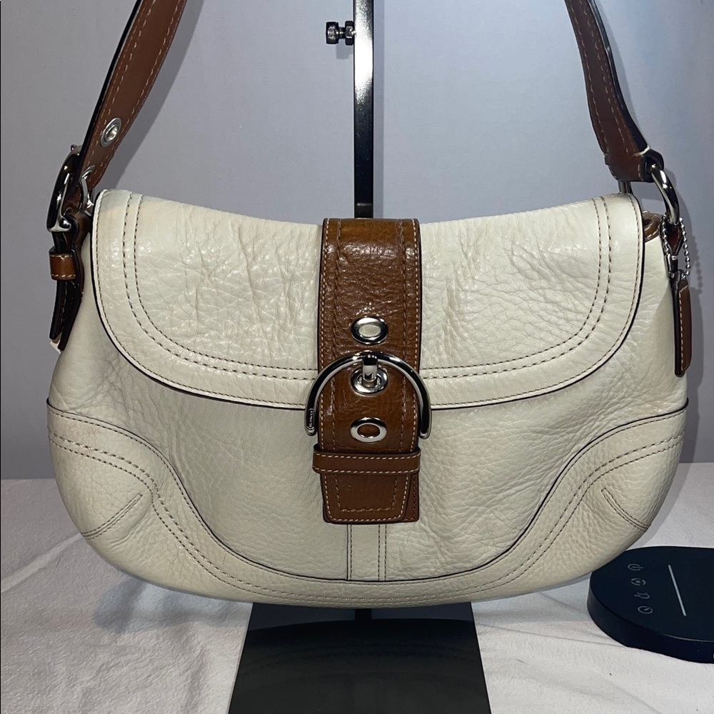 Coach White and Brown Shoulder Bag